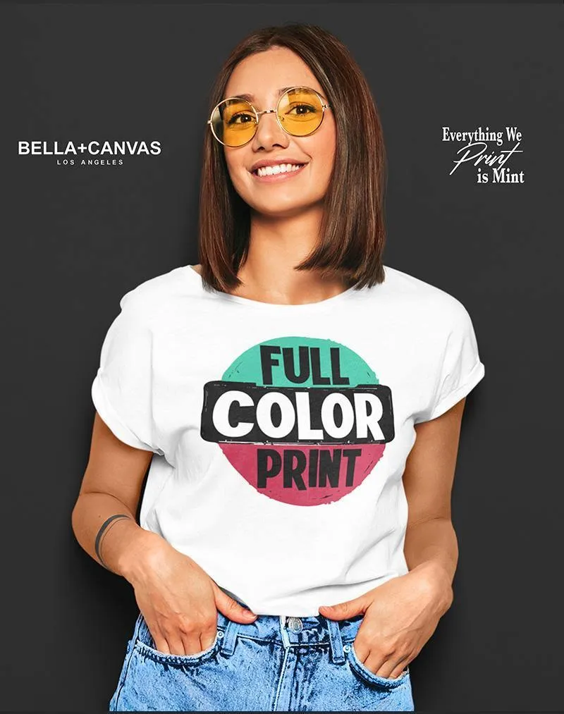 100 White Crop Top Tees - Full Color DTG Print (Women's)