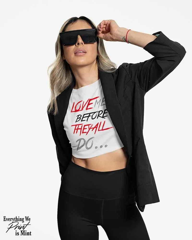 100 White Crop Top Tees - Full Color DTG Print (Women's)