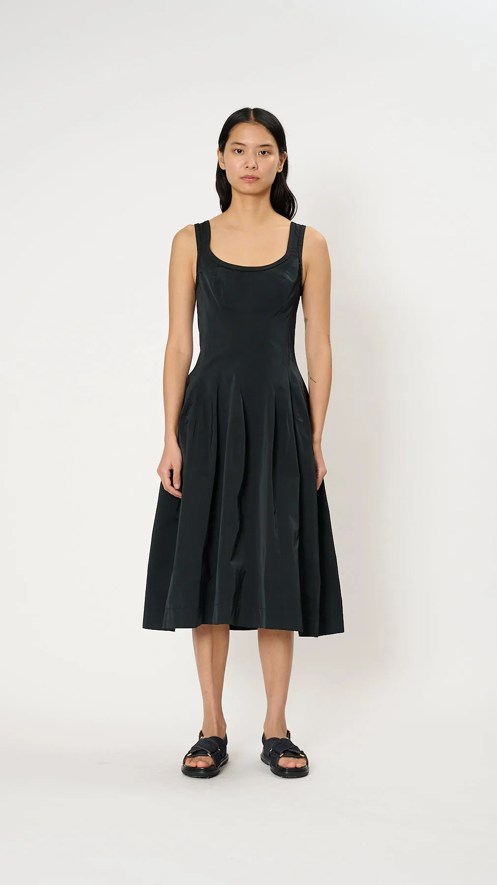 A-line Corset Midi Dress in Black