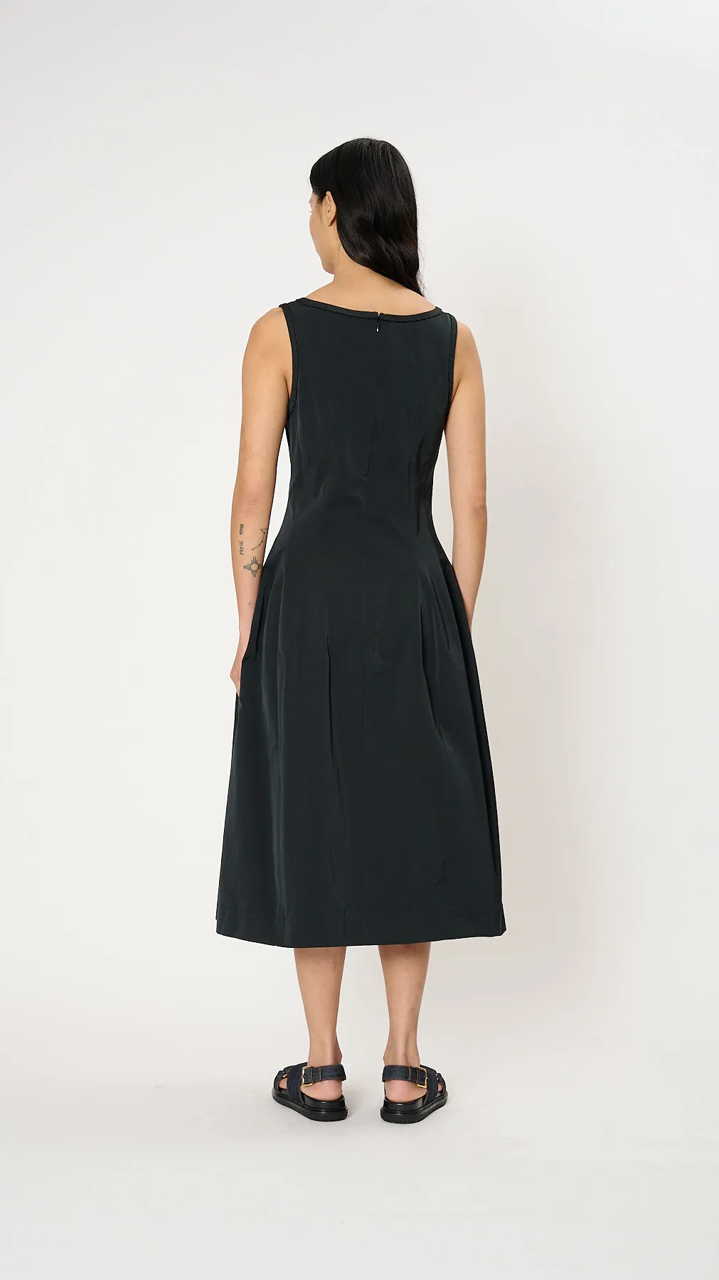 A-line Corset Midi Dress in Black