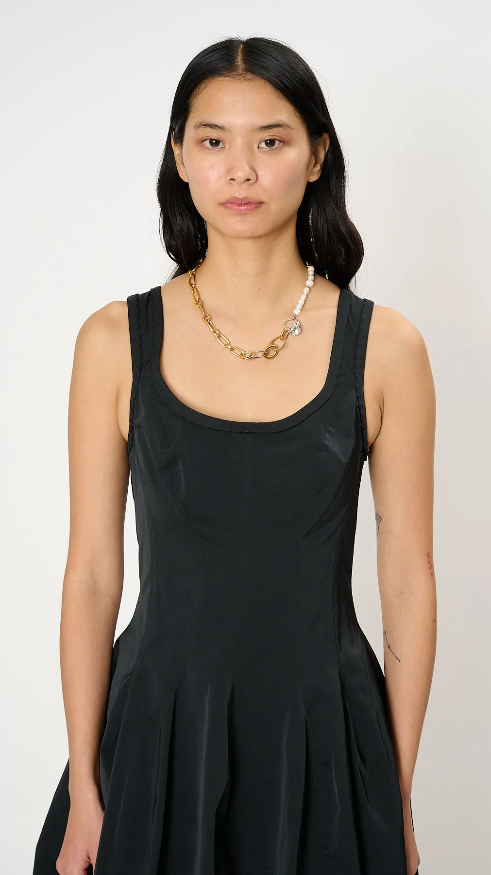 A-line Corset Midi Dress in Black
