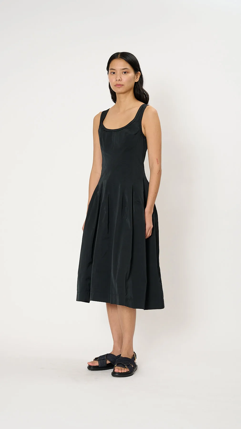 A-line Corset Midi Dress in Black