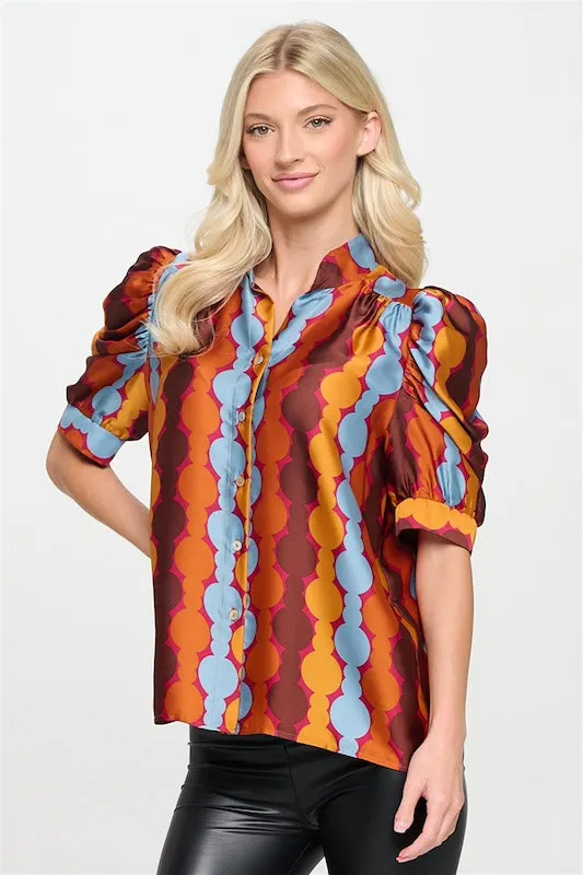 Adia Puff Sleeve Button Down Blouse