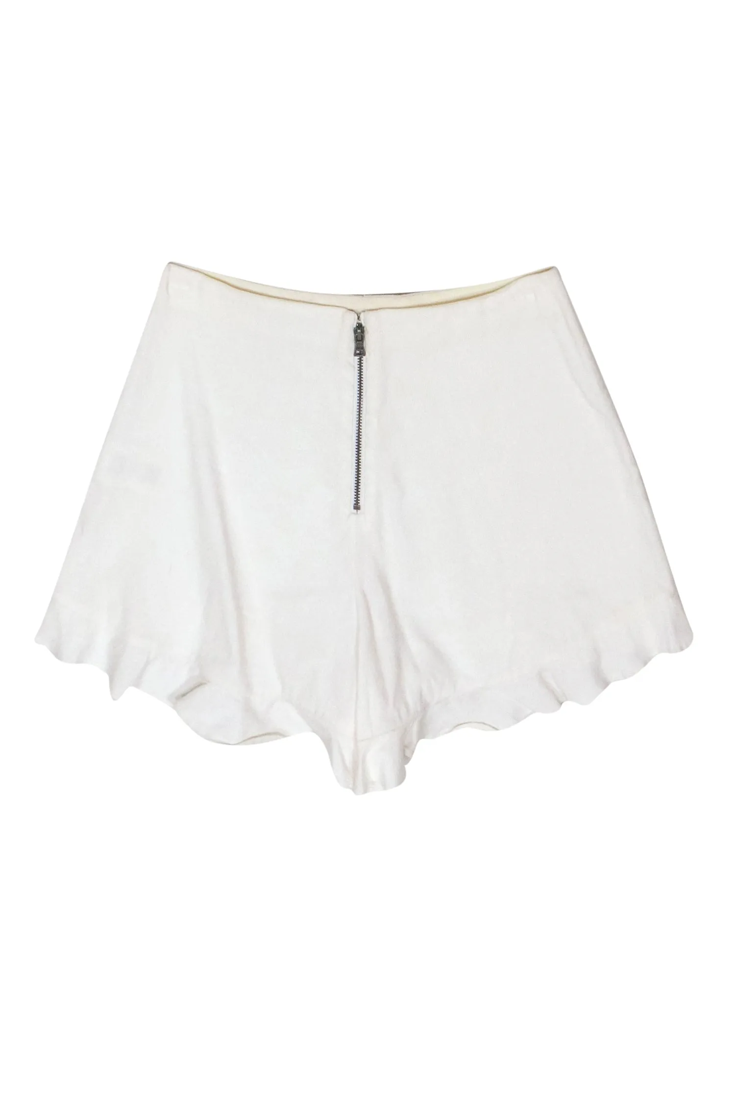Alice & Olivia - White Linen High Waisted Ruffle Hem Shorts Sz 0