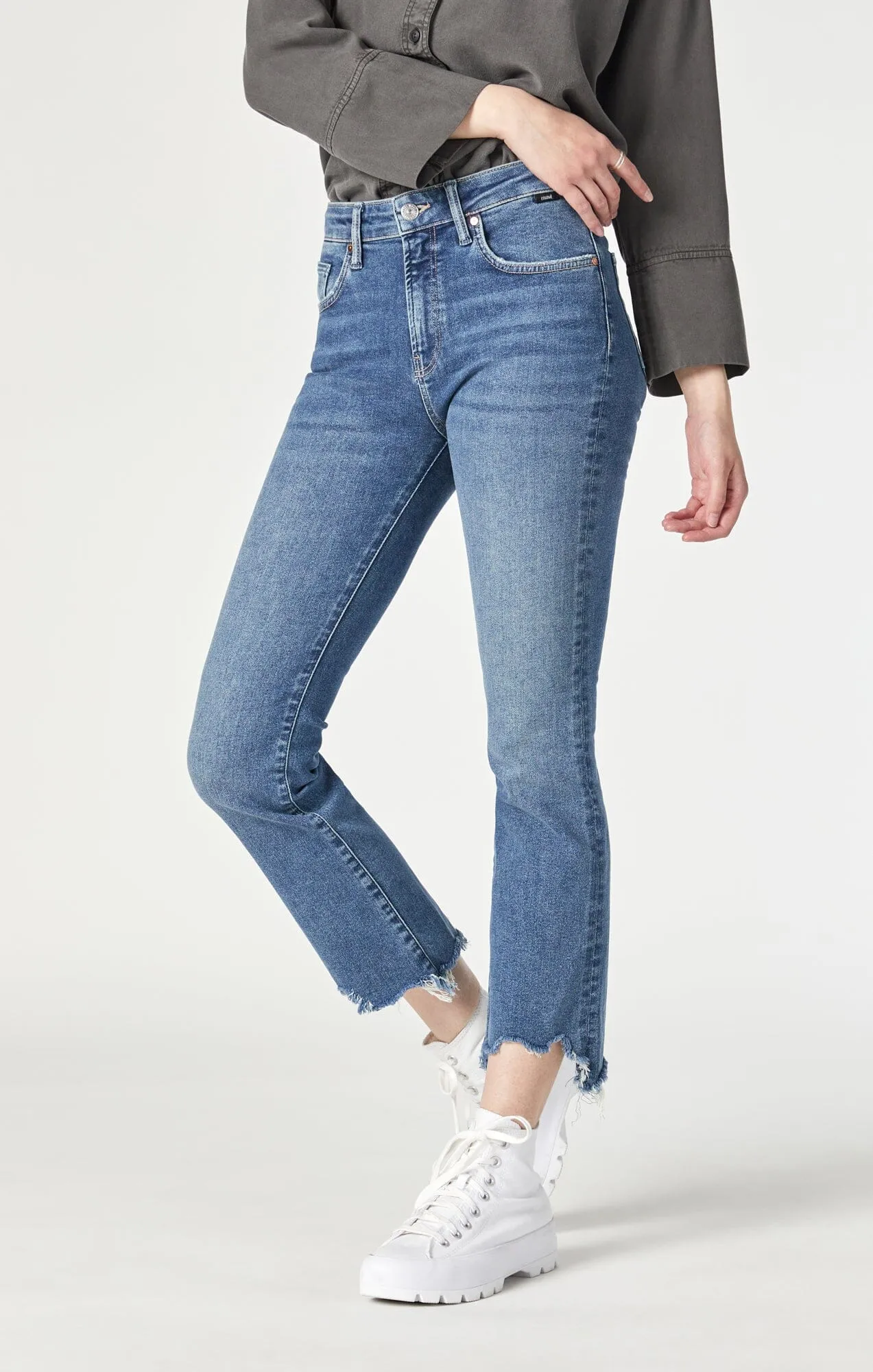 Anika Cropped Flare Jean • Mid Flex Blue