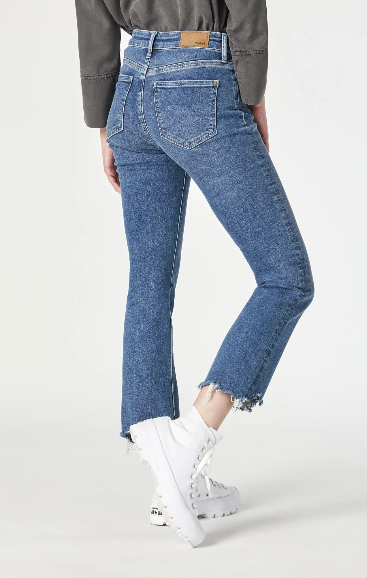 Anika Cropped Flare Jean • Mid Flex Blue