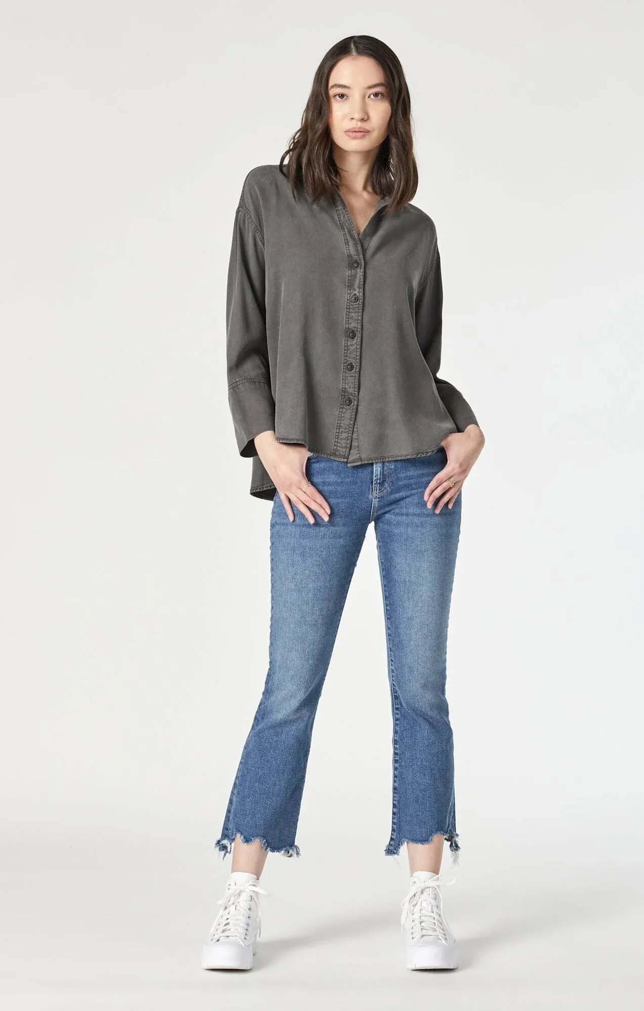 Anika Cropped Flare Jean • Mid Flex Blue