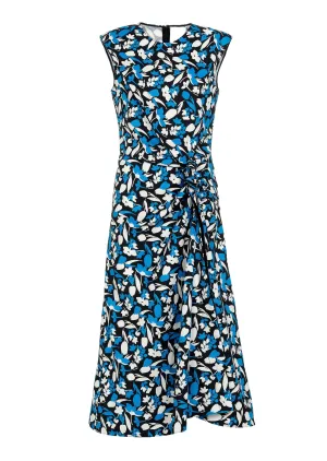 Asymmetrical Floral Dress in Blue & White