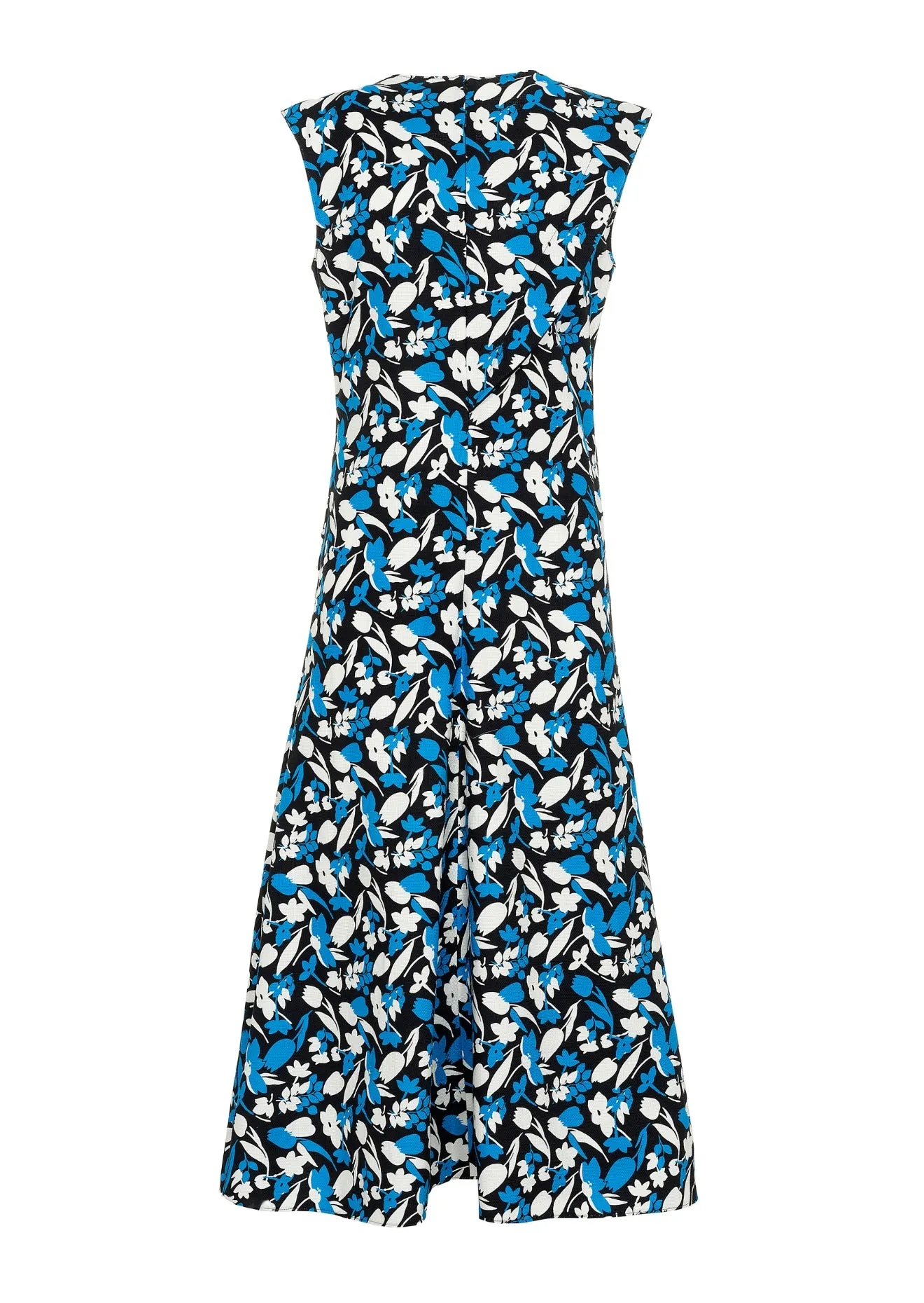 Asymmetrical Floral Dress in Blue & White