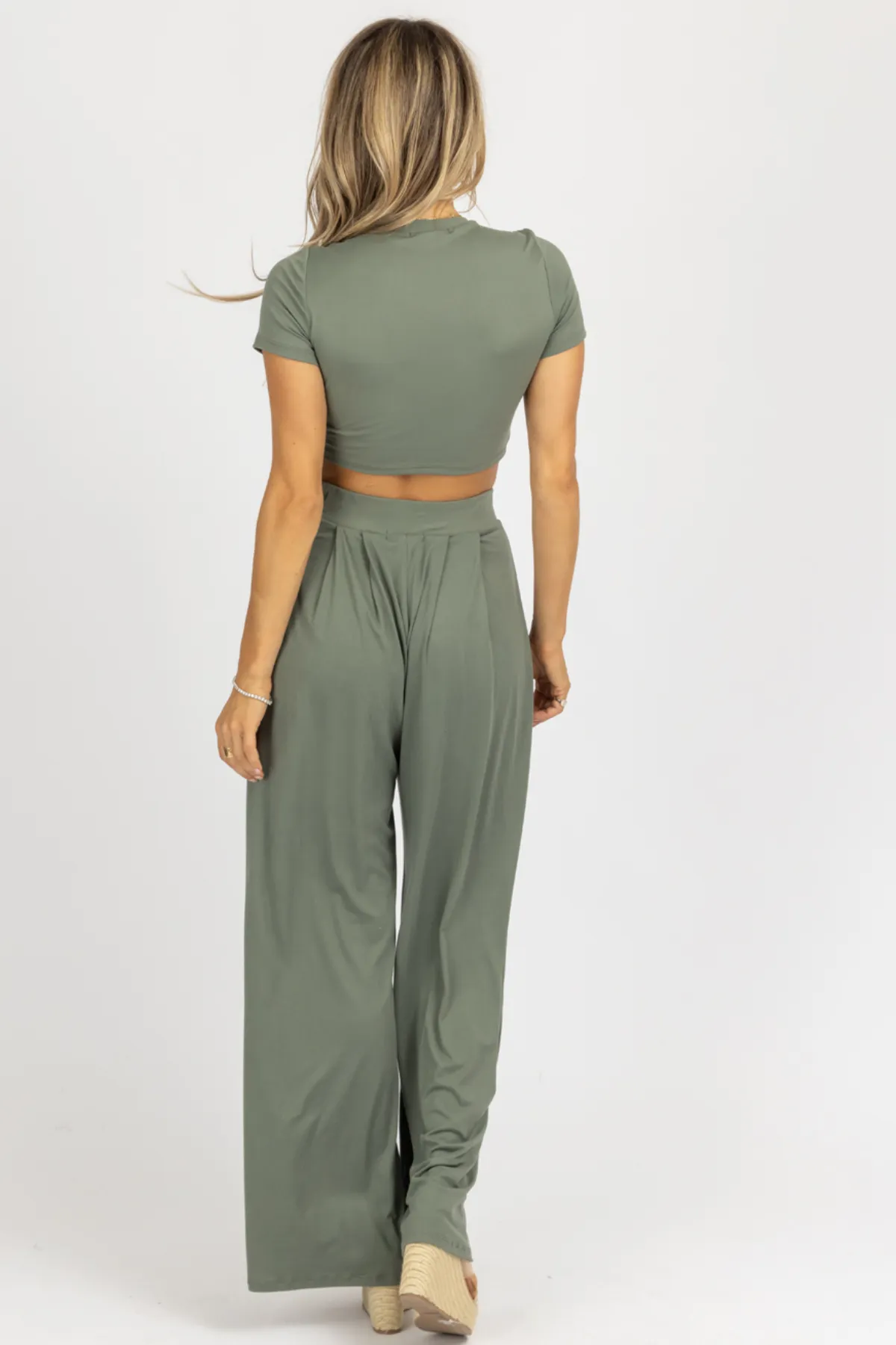 BUTTER SOFT OLIVE PALAZZO PANT SET *BACK IN STOCK*