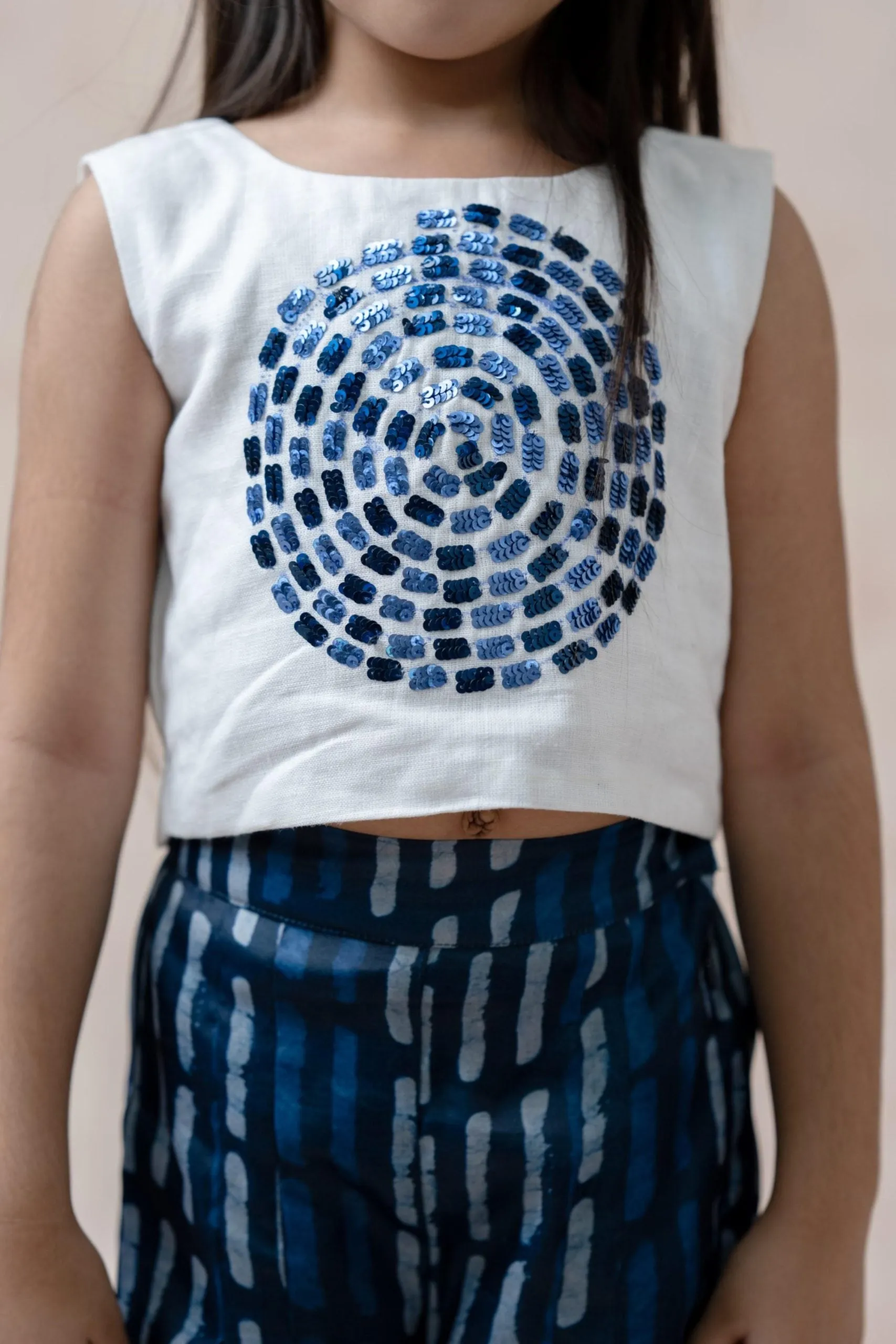 Crop top with pleated palazzo pants