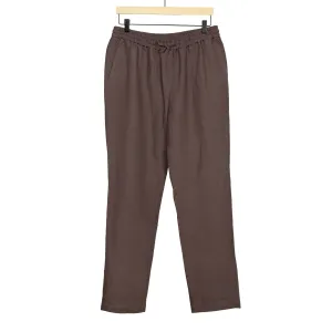 Drawstring easy pants in Plum Belgian linen