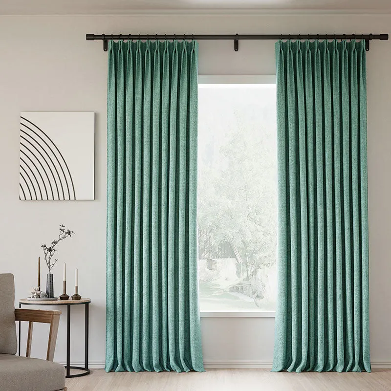 Everglade Teal | Lille Linen Blackout Curtains Natural Modern Custom Drapes | Pleated
