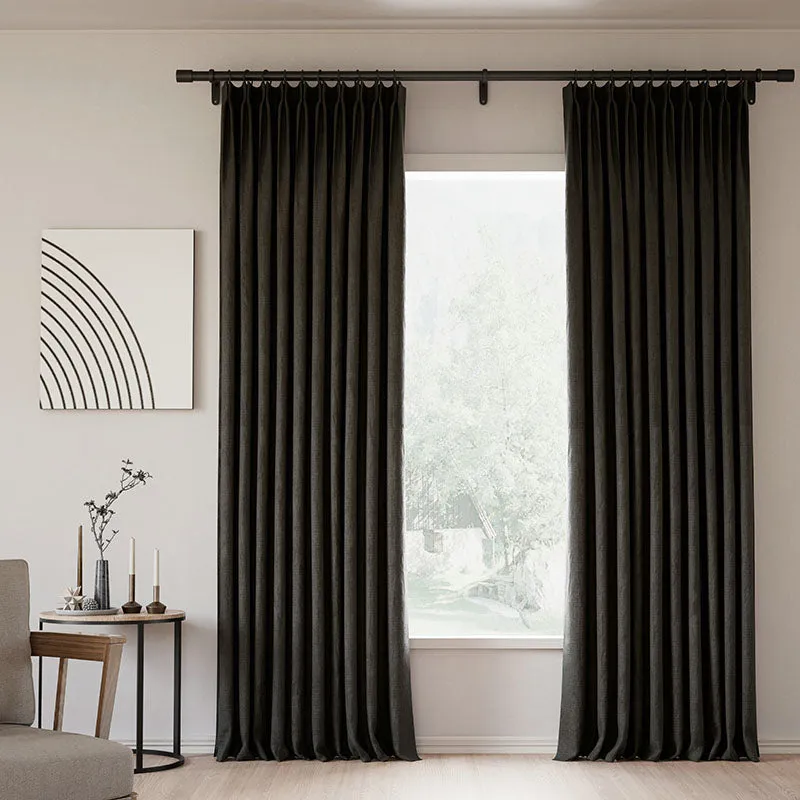 Everglade Teal | Lille Linen Blackout Curtains Natural Modern Custom Drapes | Pleated