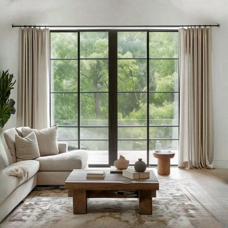 Everglade Teal | Lille Linen Blackout Curtains Natural Modern Custom Drapes | Pleated