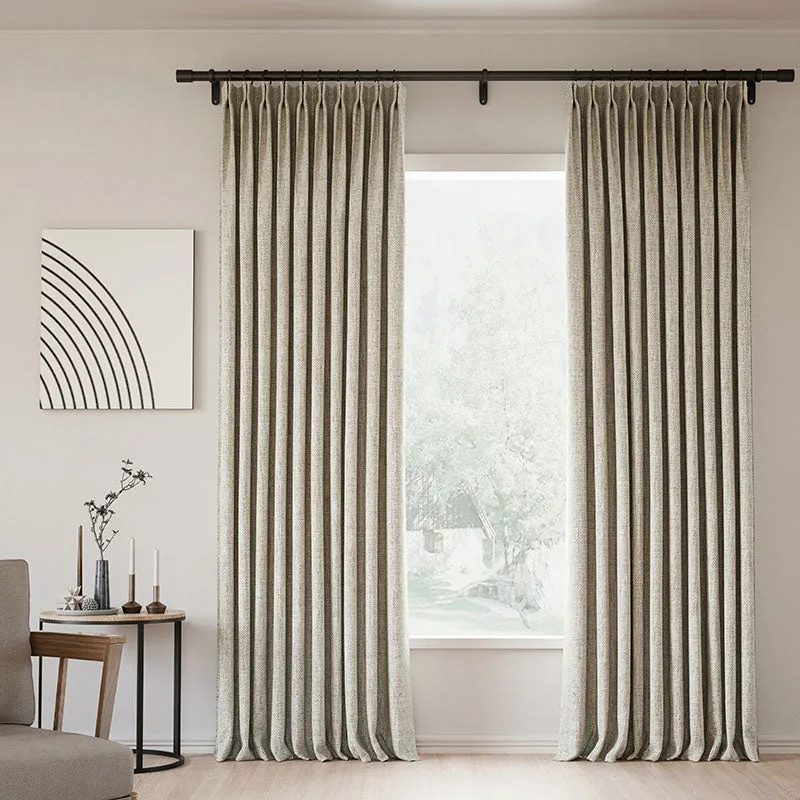 Everglade Teal | Lille Linen Blackout Curtains Natural Modern Custom Drapes | Pleated
