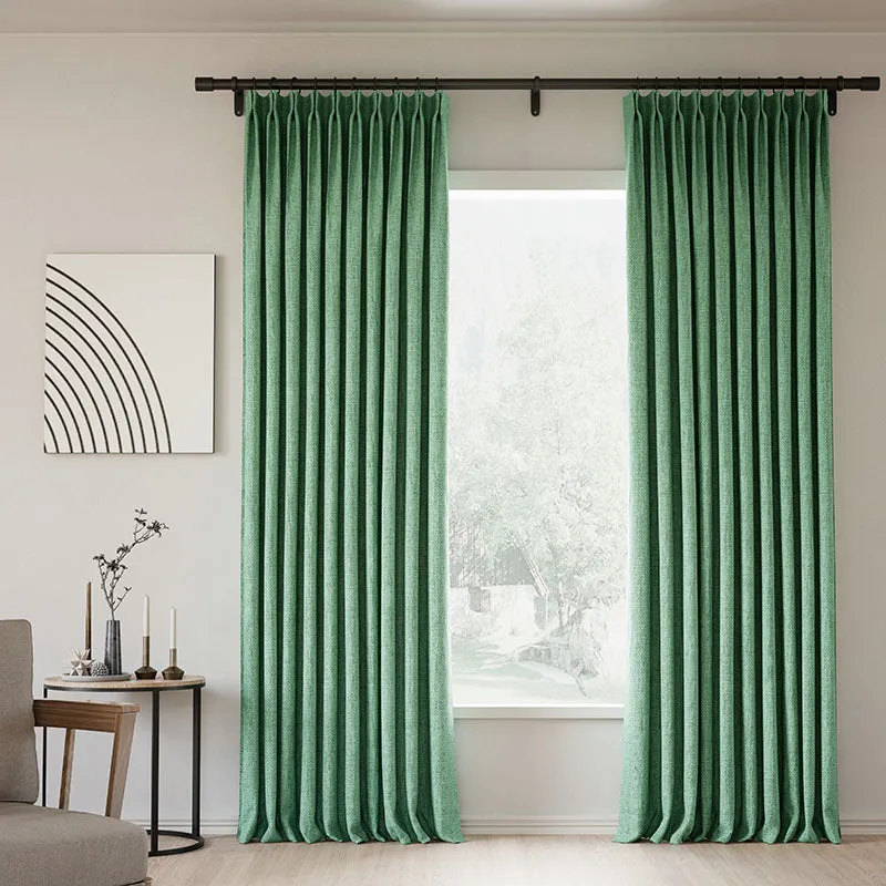 Everglade Teal | Lille Linen Blackout Curtains Natural Modern Custom Drapes | Pleated