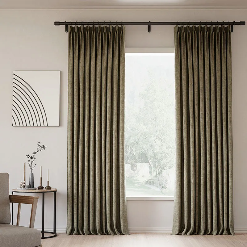 Everglade Teal | Lille Linen Blackout Curtains Natural Modern Custom Drapes | Pleated