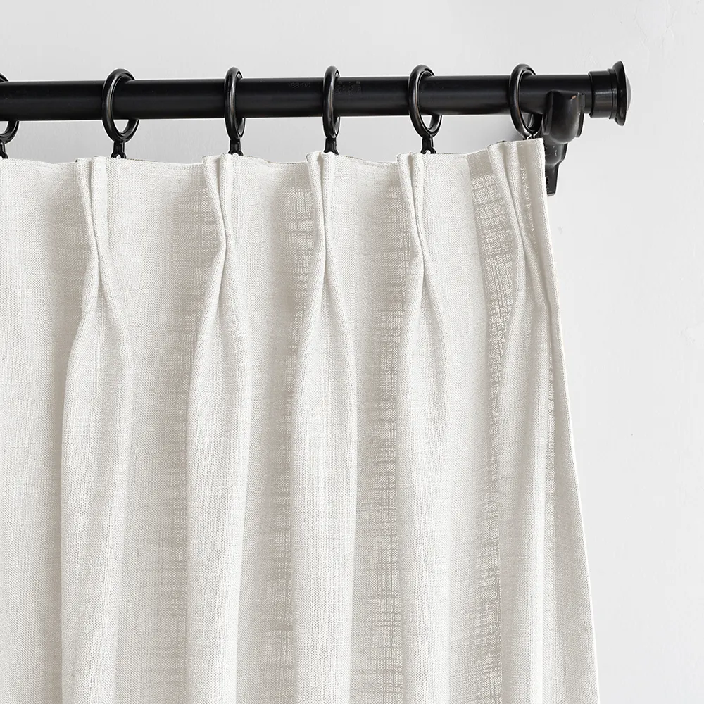 Everglade Teal | Lille Linen Blackout Curtains Natural Modern Custom Drapes | Pleated