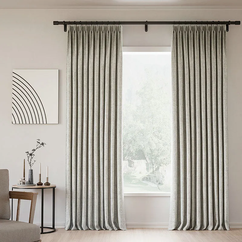 Everglade Teal | Lille Linen Blackout Curtains Natural Modern Custom Drapes | Pleated