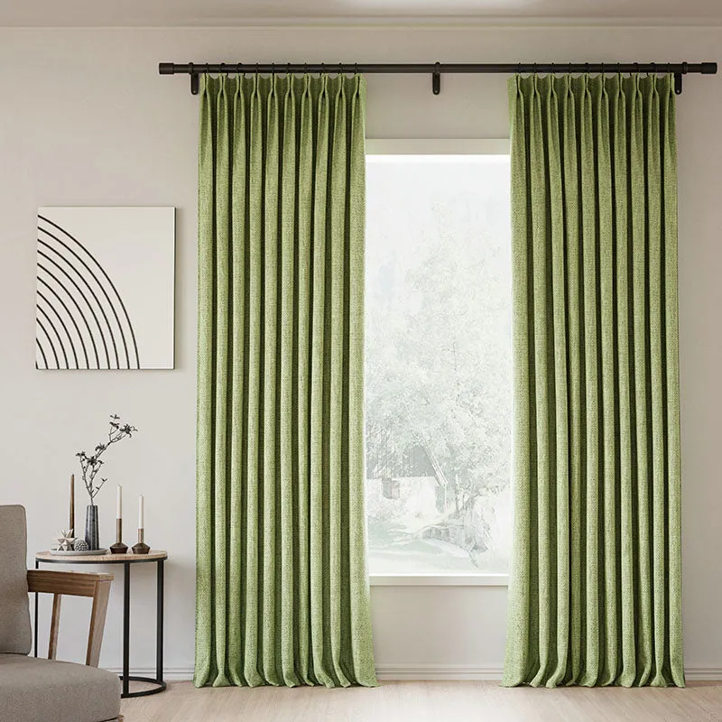 Everglade Teal | Lille Linen Blackout Curtains Natural Modern Custom Drapes | Pleated