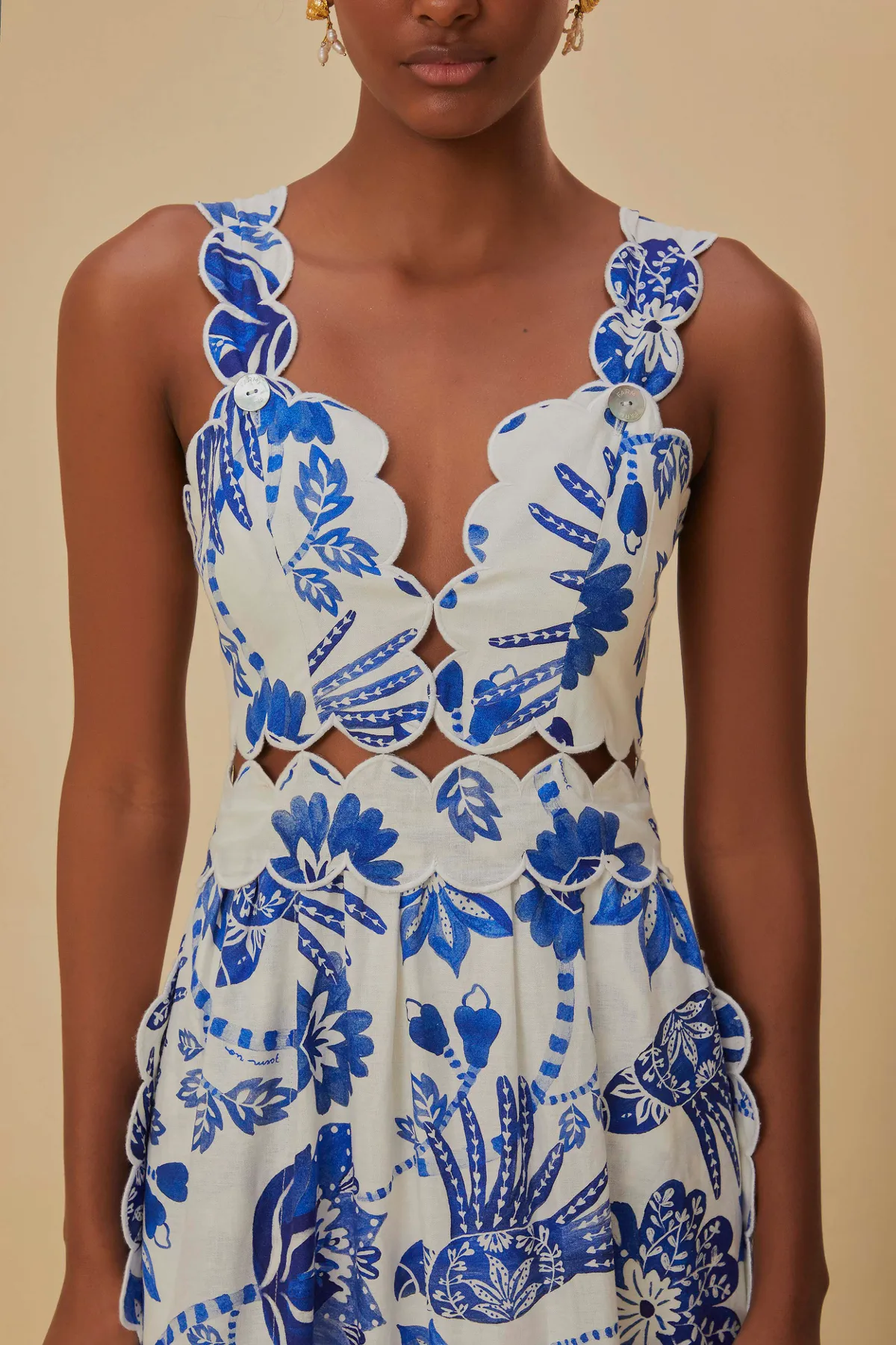 Flowerful Birds Sleeveless Midi Dress