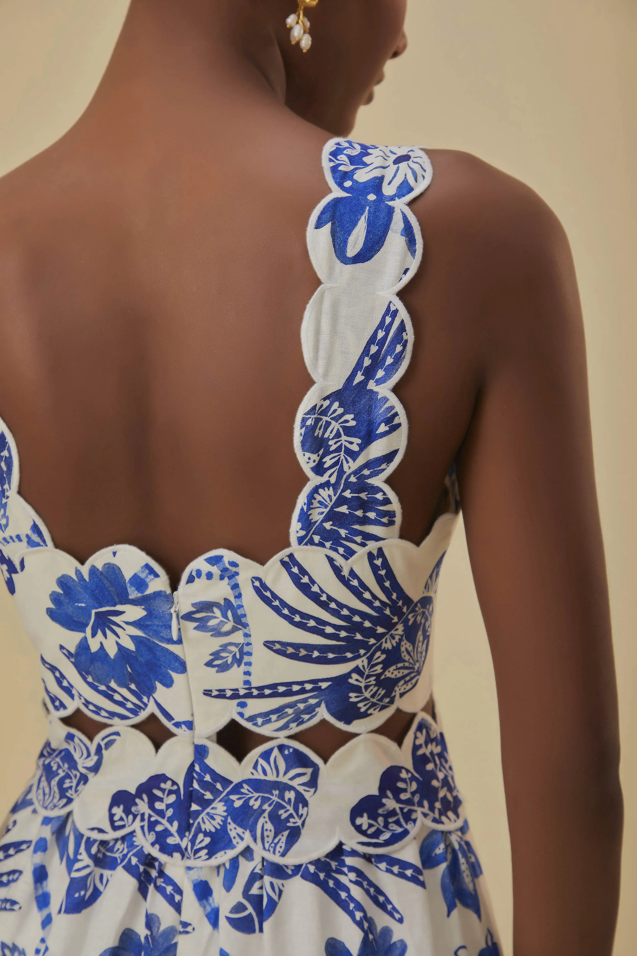 Flowerful Birds Sleeveless Midi Dress