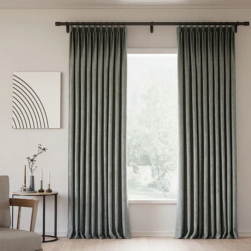 Grey Beige | Lille Linen Blackout Curtains Natural Modern Custom Drapes | Pleated