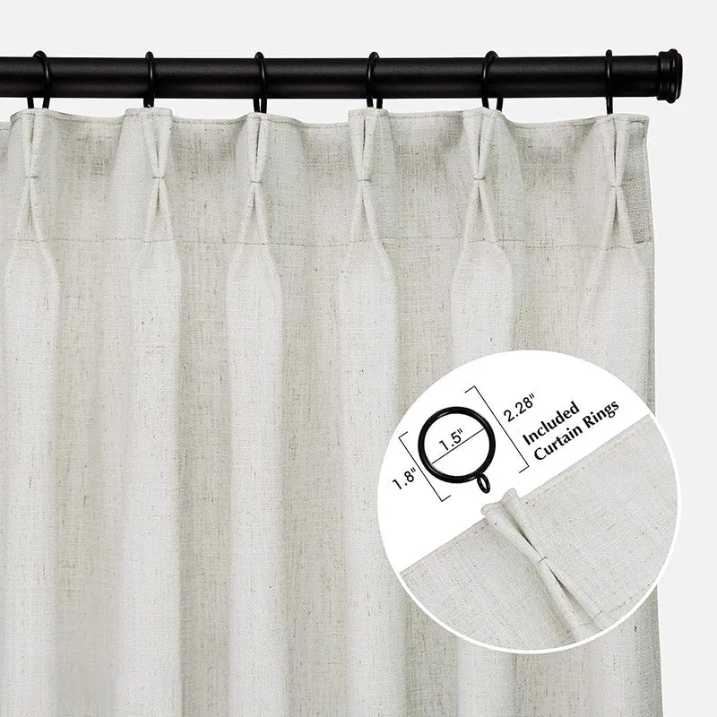 Grey Beige | Lille Linen Blackout Curtains Natural Modern Custom Drapes | Pleated
