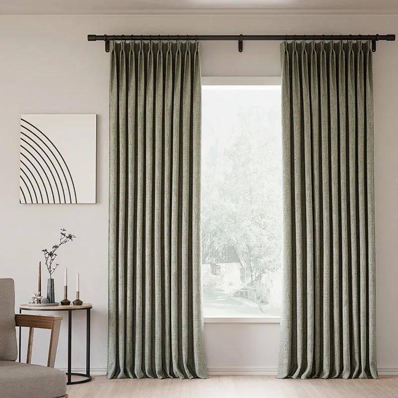 Grey Beige | Lille Linen Blackout Curtains Natural Modern Custom Drapes | Pleated