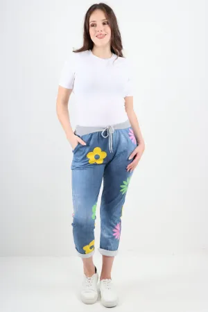 Italian Ditsy Floral Printed Cotton Trousers
