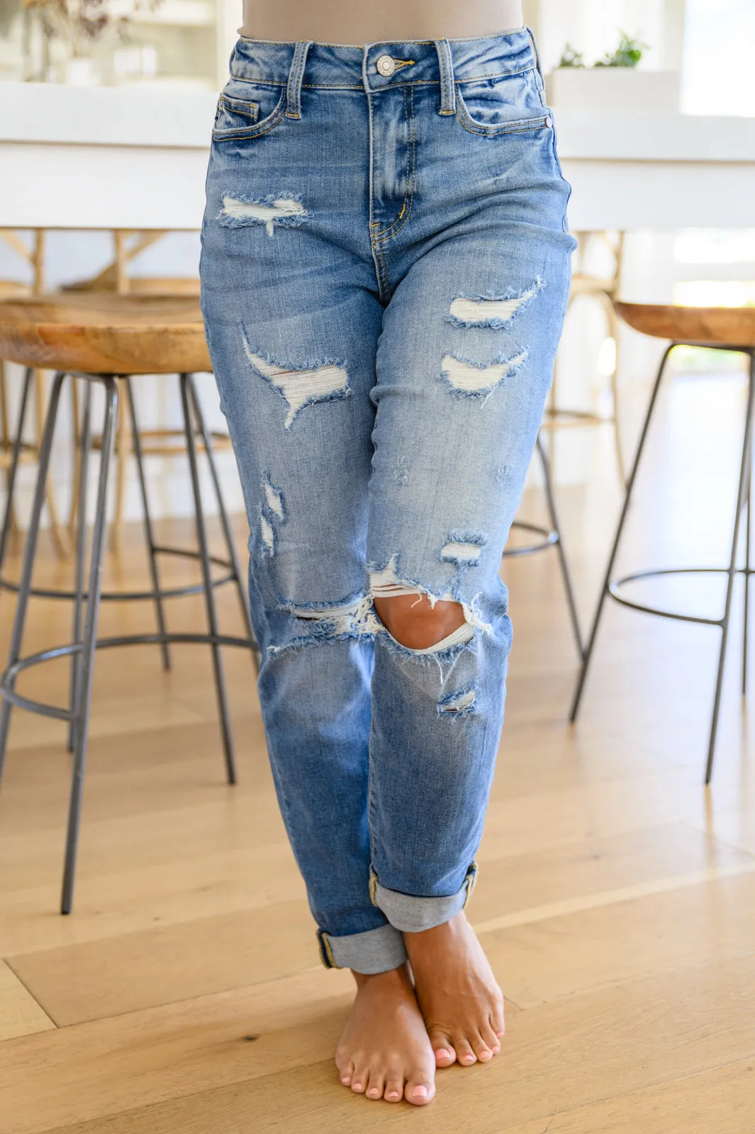 Judy Blue Flaunt It High Waisted Destroyed Boyfriend Jeans