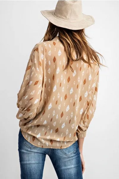 Kelli Button Down Printed Chiffon Top