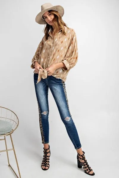 Kelli Button Down Printed Chiffon Top