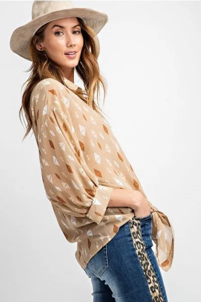 Kelli Button Down Printed Chiffon Top