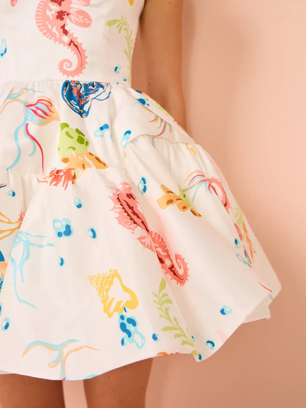 Leo Lin Kaylee Structured Mini Dress in Twilight Print in White
