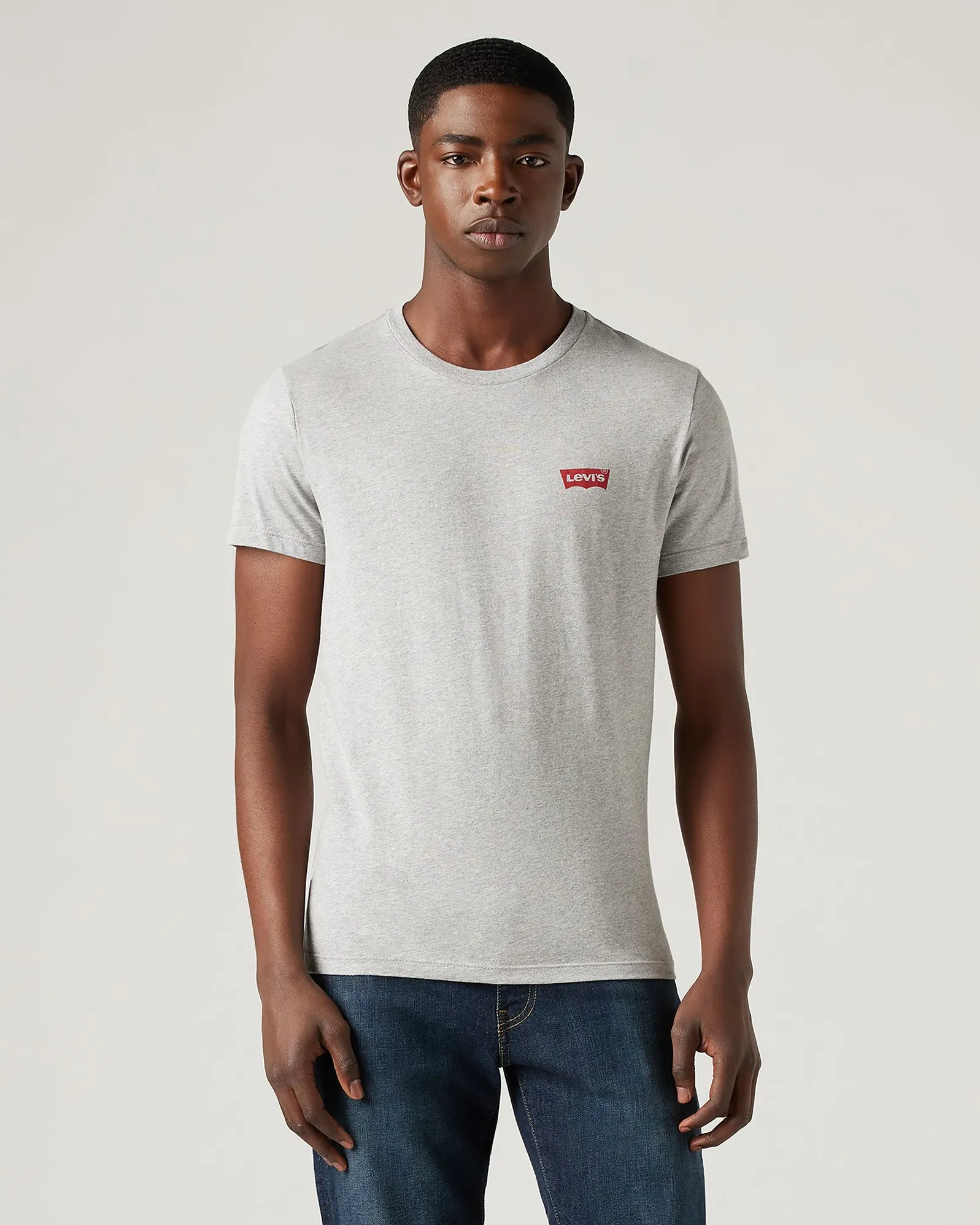 Levi's® 2-Pack Housemark Logo Crew Neck Tees - White / Mid Tone Grey Heather