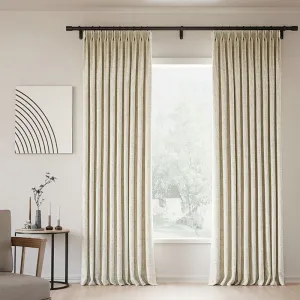 Lille Linen Blackout Curtains Natural Modern Custom Drapes Sand Beige | Pleated