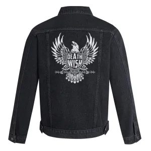 Mens DEATH WISH Eagle Graphic Button Up Denim Jacket