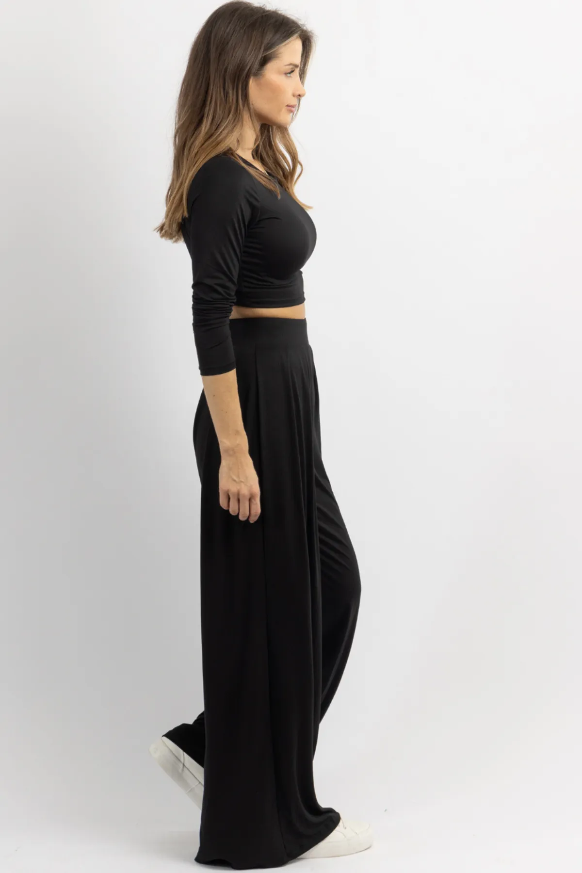 MIDNIGHT LONG SLEEVE BUTTER SOFT PALAZZO PANT SET