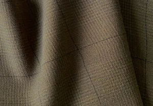 Mushroom Houndtooth Plaid Stretch Virgin Wool Crepe (Made in Italy)
