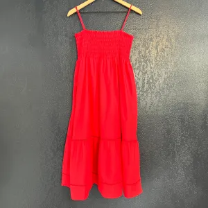 O.P.T Tiered Midi Spaghetti Strap Cotton Dress