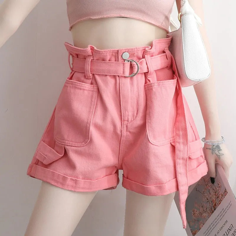Paperbag Shorts With Pockets And Belt