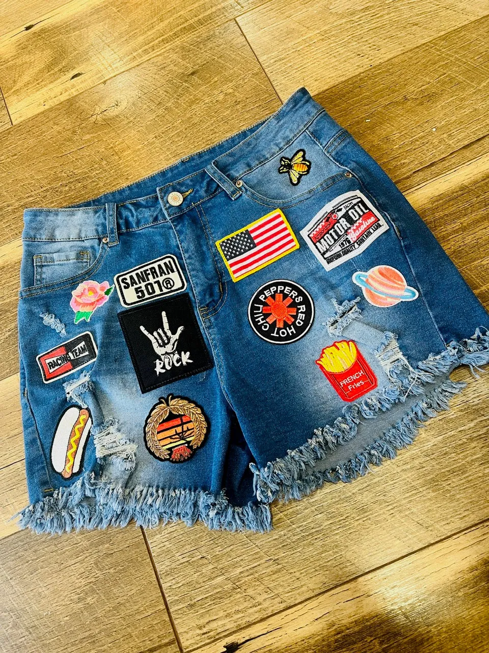 Patch Denim Cutoffs