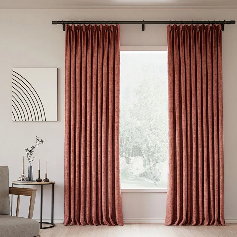 Pink Lemonade | Lille Linen Blackout Curtains Natural Modern Custom Drapes | Pleated