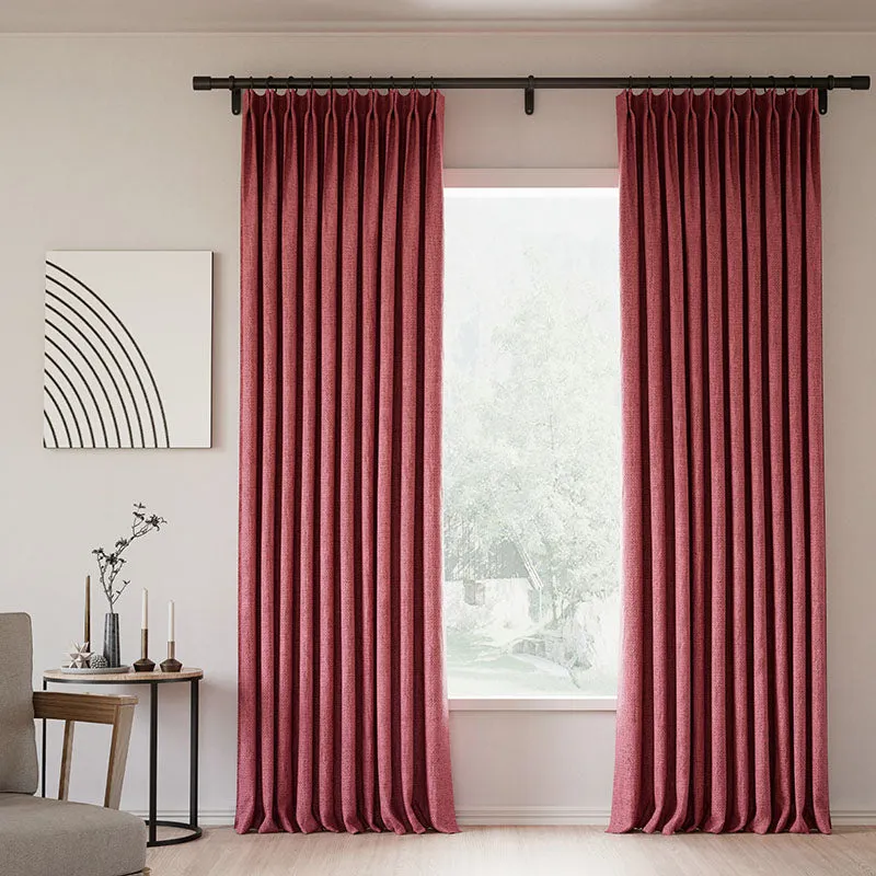Pink Lemonade | Lille Linen Blackout Curtains Natural Modern Custom Drapes | Pleated