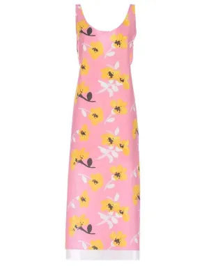 Pink Sleeveless Floral Dress