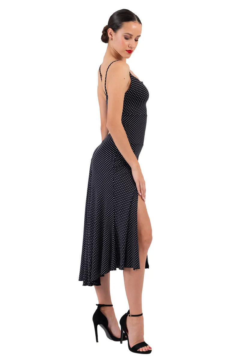 Polka Dot Fit & Flare Keyhole Back Midi Tango Dress
