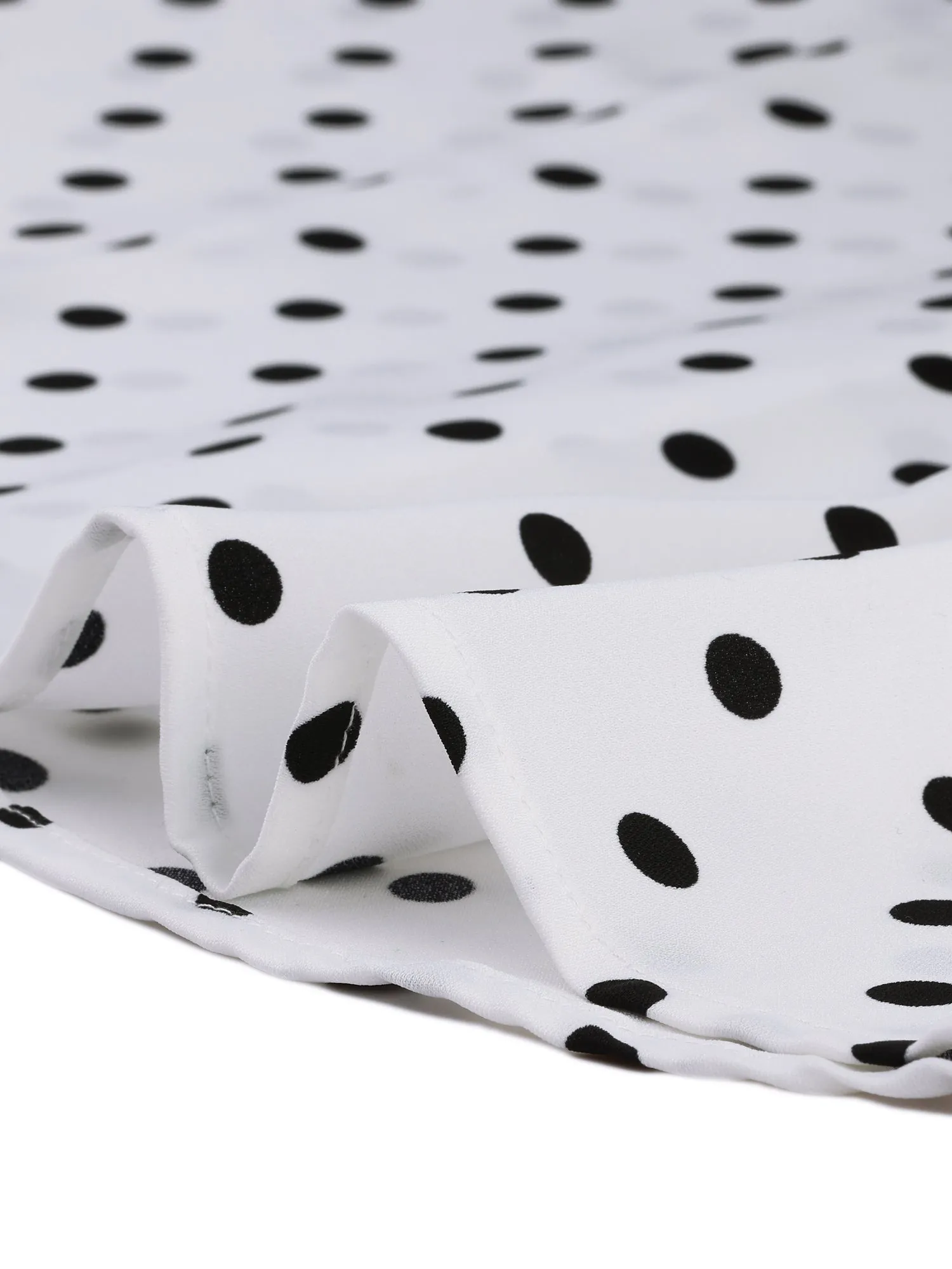 Polka Dot Short Puff Sleeve Button Up Peter Pan Collar Blouse