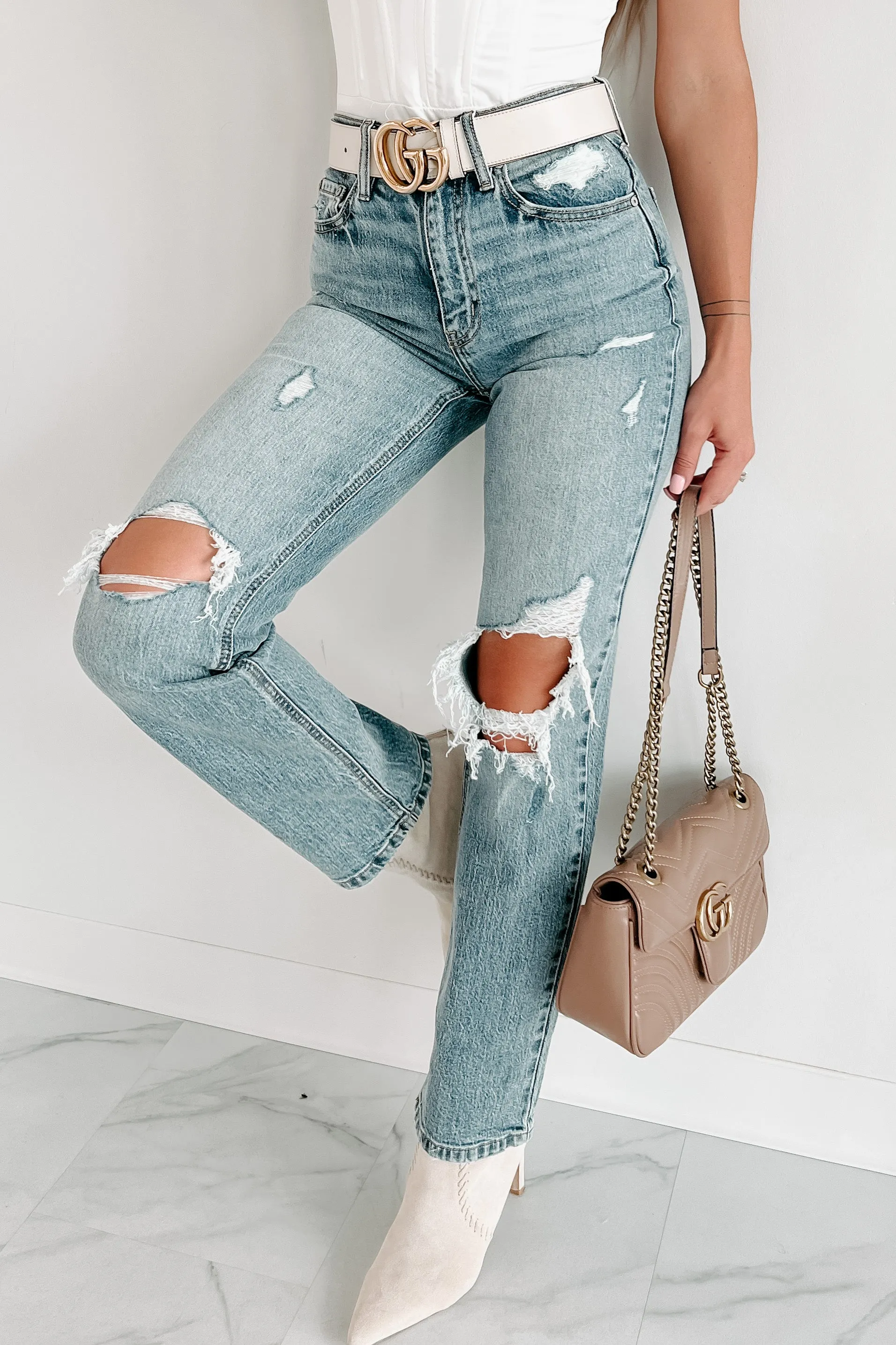 Route 66 High Rise Eunina Distressed Dad Jeans (Medium)